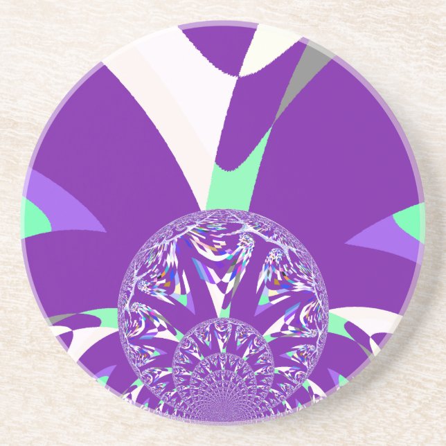 Retro Blue Cyan Kaleidoscope Art Print Coaster (Front)