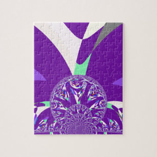 Retro Blue Cyan Kaleidoscope Art Print Jigsaw Puzzle