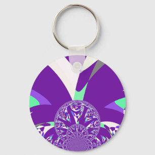 Retro Blue Cyan Kaleidoscope Art Print Keychain