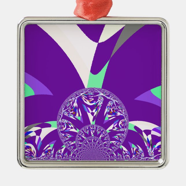 Retro Blue Cyan Kaleidoscope Art Print Metal Ornament (Front)