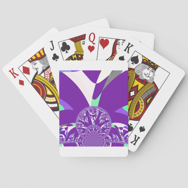 Retro Blue Cyan Kaleidoscope Art Print Playing Cards (Back)