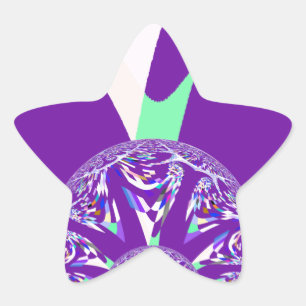 Retro Blue Cyan Kaleidoscope Art Print Star Sticker