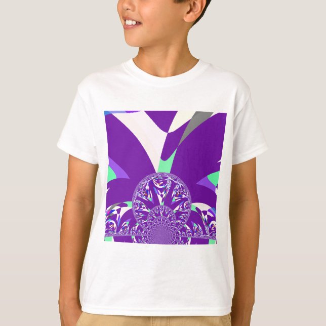 Retro Blue Cyan Kaleidoscope Art Print T-Shirt (Front)