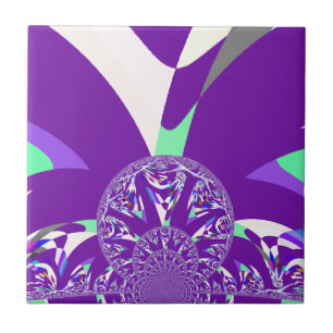 Retro Blue Cyan Kaleidoscope Art Print Tile