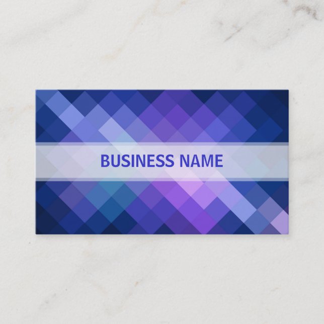 Retro Blue Diamond Pattern Business Card (Front)