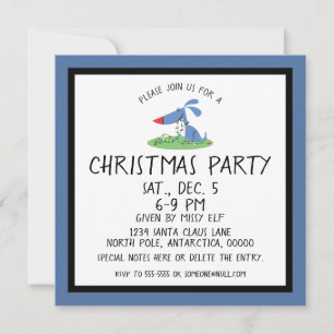 Retro Blue Dog Christmas Invitation