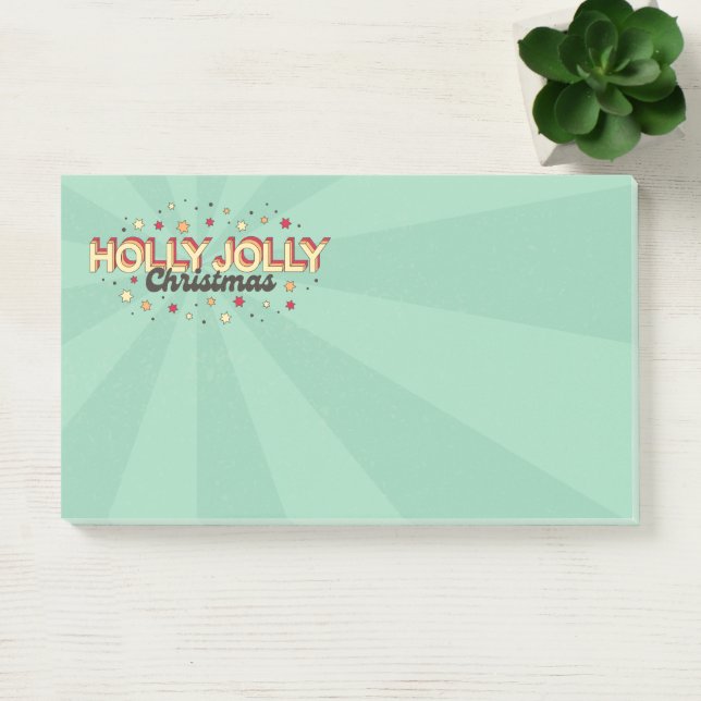 Retro blue flash colour holly jolly christmas text post-it notes (Office)