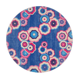 Retro Blue Floral Cutting Board