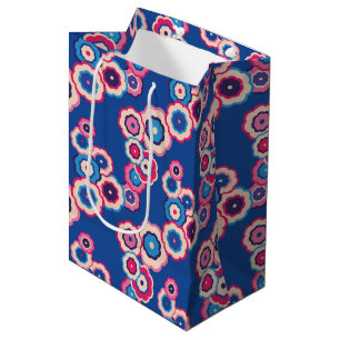 Retro Blue Floral Medium Gift Bag