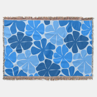 retro blue flowers - modern charm minimal abstract throw blanket