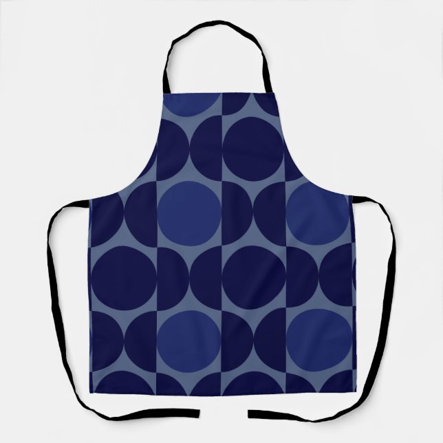 Retro Blue Geometric Apron (Front)