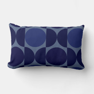 Retro Blue Geometric Lumbar Pillow