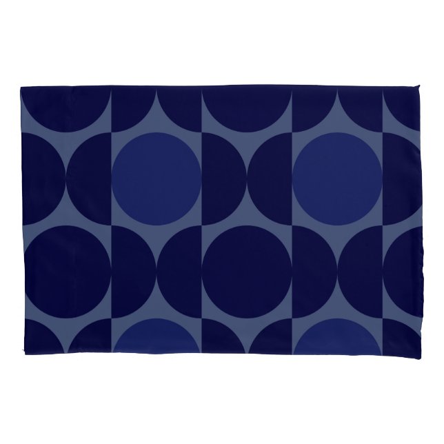 Retro Blue Geometric Pillowcase (Front)