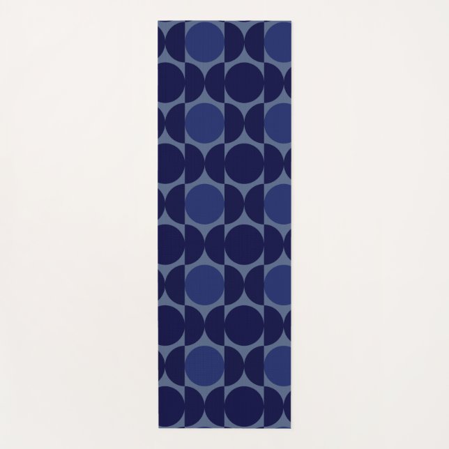 Retro Blue Geometric Yoga Mat (Front)