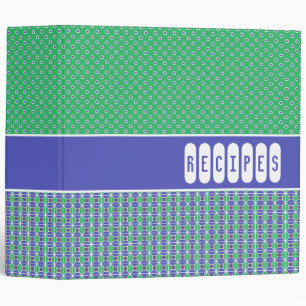 Retro Blue Green Customizable Recipe Binder - 2"