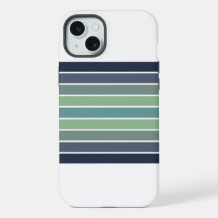 Retro Blue & Green Surfboard Striped  iPhone 15 Plus Case