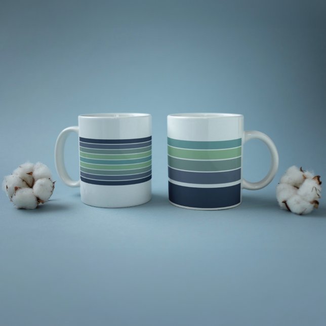 Retro Blue & Green Surfboard Striped  Large Coffee Mug (Creator Uploaded)