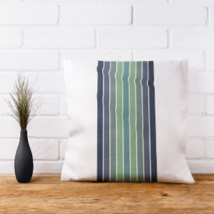 Retro Blue & Green Surfboard Striped Throw Pillow