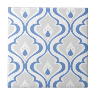 Retro Blue Grey Abstract Pattern Decorative Tile