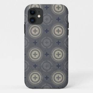 Retro Blue Grunge Polka Dot Design iPhone 11 Case
