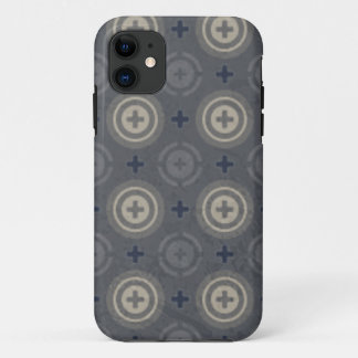 Retro Blue Grunge Polka Dot Design iPhone 11 Case