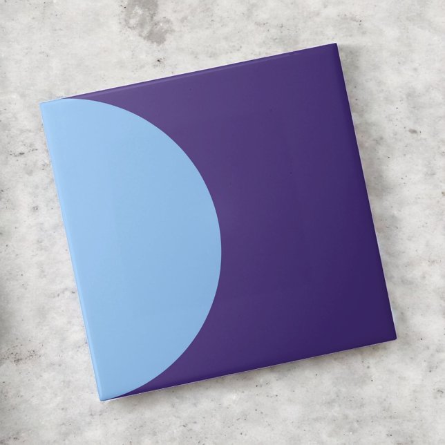 Retro Blue Half Circle Mid Century Modern Cool  Tile (Creator Uploaded)