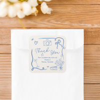 Retro blue hand drawn illustrated bridal shower