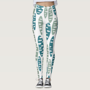 Retro Blue Holey Ovals Leggings