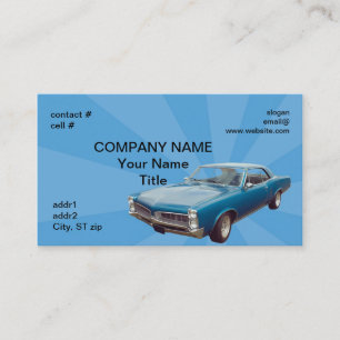 Retro blue hotrod business card