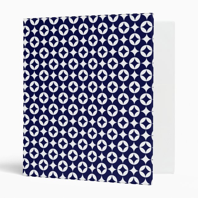 Retro Blue Interlocking Circles Shippo Geometric Binder (Front/Inside)