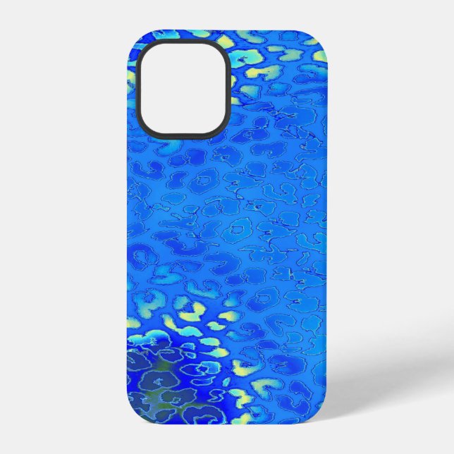 Retro Blue Leopard Print Skin iPhone Case (Back)