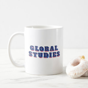 Retro blue letters global studies coffee mug