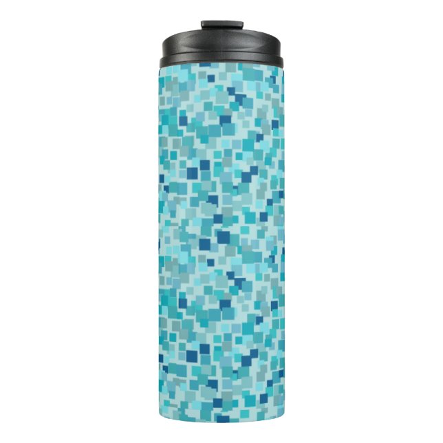 Retro Blue Mosaic Thermal Tumbler  (Front)