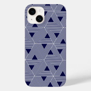 Retro Blue Navy Japan Triangle Geometric Pattern Case-Mate iPhone 14 Case