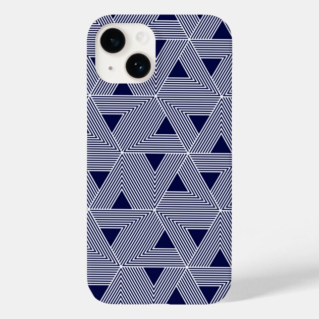 Retro Blue Navy Japan Triangle Geometric Pattern Case-Mate iPhone Case (Back)