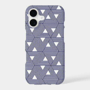 Retro Blue Navy Japon Triangle Motif géométrique