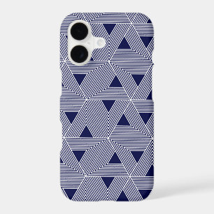 Retro Blue Navy Japon Triangle Motif géométrique