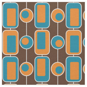 Retro Blue, Orange, and Brown Fabric