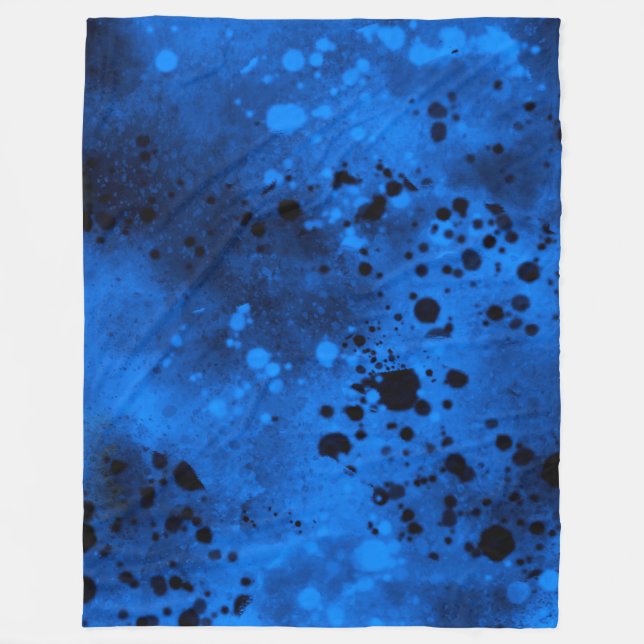 Retro Blue Paint Splatter Fleece Blanket (Front)