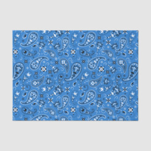 Retro Blue Paisley Bandana Pattern Tissue Paper