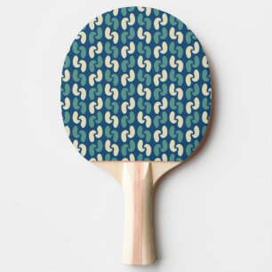 Retro blue pattern ping pong paddle