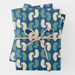 Retro blue pattern wrapping paper sheet