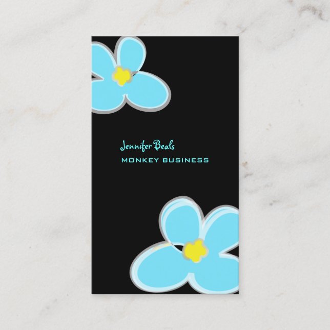 RETRO BLUE PLUMERIAS/DIY BACKGROUND COLOR BUSINESS CARD (Front)