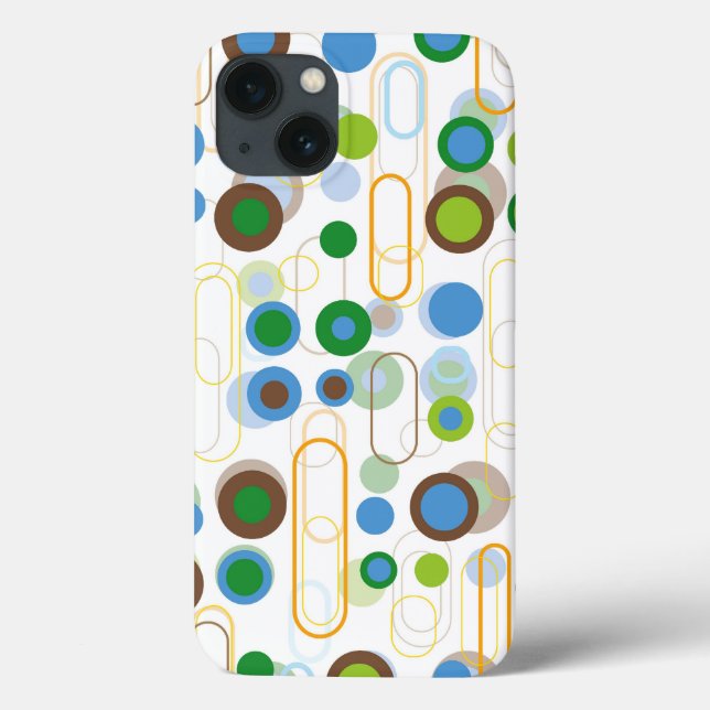 Retro Blue Pods Dots Groovy Mod Pattern Phone Case (Back)
