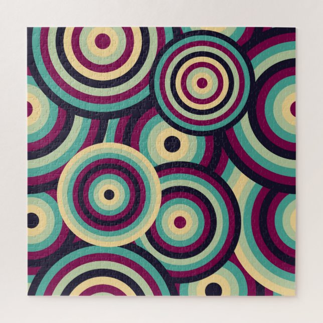Retro blue-purple discs, abstract pattern. jigsaw puzzle (Vertical)