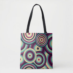Retro blue-purple discs, abstract pattern. tote bag