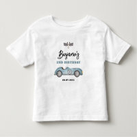 Retro Blue Race Car Two Fast Boy 2nd Birthday