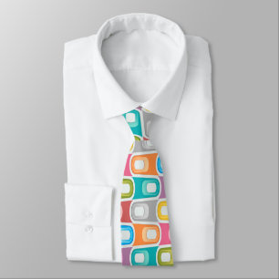 retro  Blue rainbow abstract  rockabilly neck tie