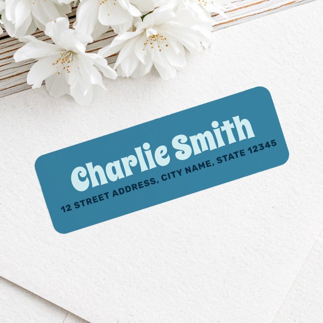Retro blue return address (Retro blue return address label)