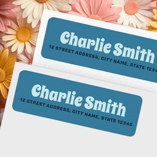 Retro blue return address (Retro blue return address label)
